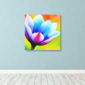 Regenboog Waterverf Flower Stretched Canvas (Insitu (Houten vloer))