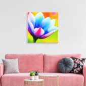 Regenboog Waterverf Flower Stretched Canvas (Insitu (Woonkamer))