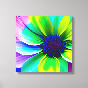 Regenboog Waterverf Flower Stretched Canvas Afdruk