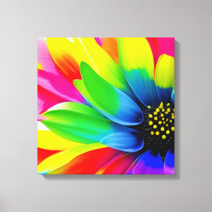 Regenboog Waterverf Flower Stretched Canvas Afdruk