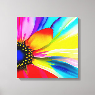 Regenboog Waterverf Flower Stretched Canvas Afdruk