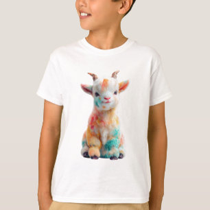 Regenboog Waterverf Geschilderde Geitjes Baby Geit T-shirt