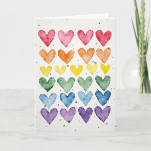 Regenboog Waterverf Hartjes Wenskaart Kaart