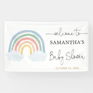 Regenboog waterverf pastel baby shower achtergrond spandoek