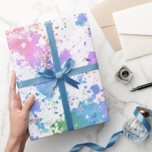 Regenboog Waterverf Spat Abstract Patroon Cadeaupapier