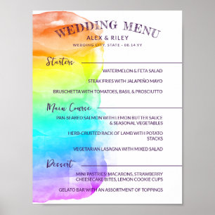 Regenboog Waterverf Splash LGBTQ Trouwmenu Poster
