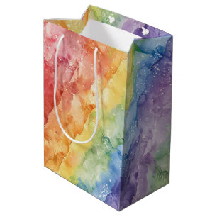 Regenboog Waterverf Strepen Patroon Medium Cadeauzakje