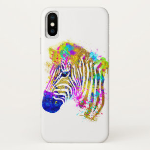 Regenboog Waterverf verfspatten Zebra Grafisch iPhone X Hoesje