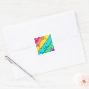 Regenboog WEES Vriendelijk WEES Jezelf Inspirerend Vierkante Sticker