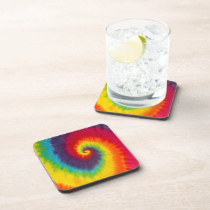Regenboog Wervel Tie Dye Hippie Koel Kleurig Bier Onderzetter