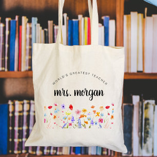 Regenboog Wildbloemen Kleuterschool Leraar Gift Tote Bag