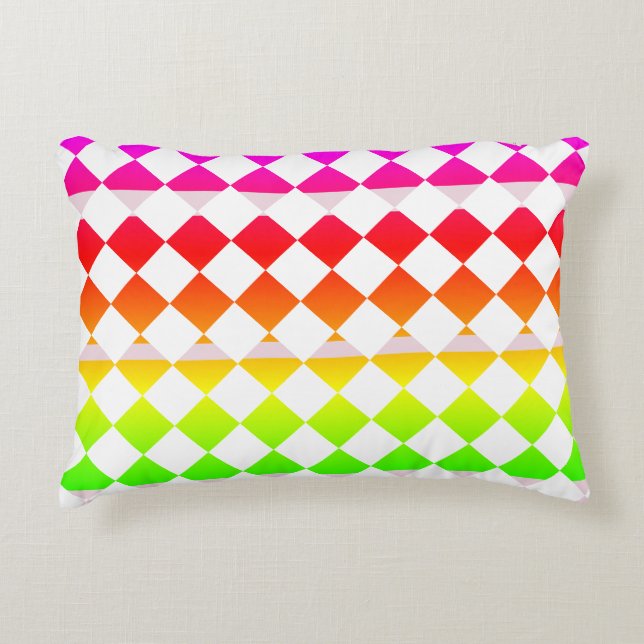 Regenboog witte diamant patroon accent kussen (Voorkant)