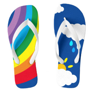Regenboog, wolken, regen- en zonne-Teenslippers Teenslippers
