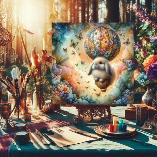 Regenboog Wolken Schattige Konijntje Christelijk P Feestdagenkaart