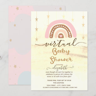 Regenboog,Wolken Sterren Virtuele Baby Shower Kaart