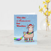 Regenboog Wolletjes, Llama Drama, Gay Pride Kerstm Kaart (Gele Bloem)