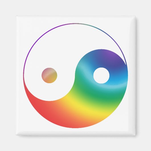 Regenboog Yin Yang Symbool Magneet (Voorkant)