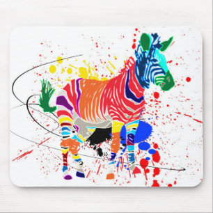 Regenboog Zebra Dieren Geborduurd Patroon Feestje Muismat
