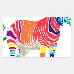 Regenboog Zebra Dieren Geborduurd Patroon Feestje Rechthoekige Sticker