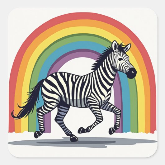 Regenboog Zebra Sticker (Voorkant)