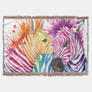 Regenboog zebra, waterverf wilde illustratie. deken
