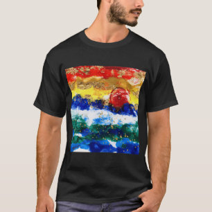 Regenboog Zeegezicht Abstract Landschap Rood Goud  T-shirt
