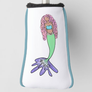 regenboog zeemeermin roze blauw paars groen zwart golfheadcover