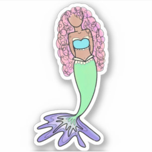 regenboog zeemeermin roze blauw paars groen zwart sticker