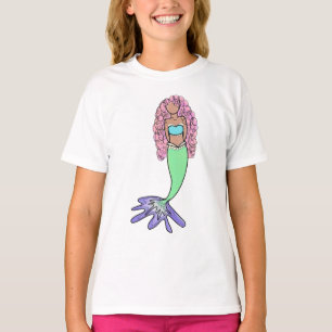 regenboog zeemeermin roze blauw paars groen zwart  t-shirt