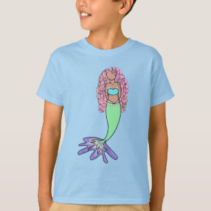 regenboog zeemeermin roze blauw paars groen zwart  t-shirt