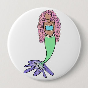 regenboog zeemeermin roze blauw paarse groen zwart ronde button 4,0 cm