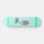regenboog zeemeermin roze blauw paarse groen zwart skateboard (Horizontaal)