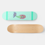 regenboog zeemeermin roze blauw paarse groen zwart skateboard (Horizontaal)