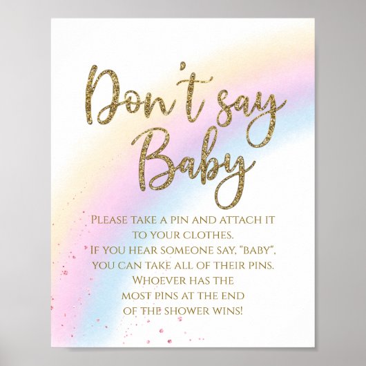 Regenboog zeg niet dat Baby Baby shower game is Poster (Voorkant)