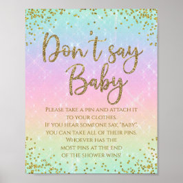Regenboog zeg niet dat Baby shower game is Poster