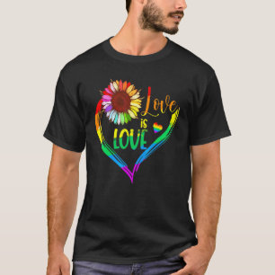 Regenboog Zonnebloem Hart Liefde Is Liefde Lgbt Ho T-shirt