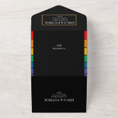 Regenboog Zwart Minimalistisch Elegant Script All In One Uitnodiging (Buitenkant)