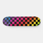 Regenboog & zwarte cheques & naam of tekst skateboard (Horizontaal)