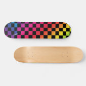 Regenboog & zwarte cheques & naam of tekst skateboard (Horizontaal)