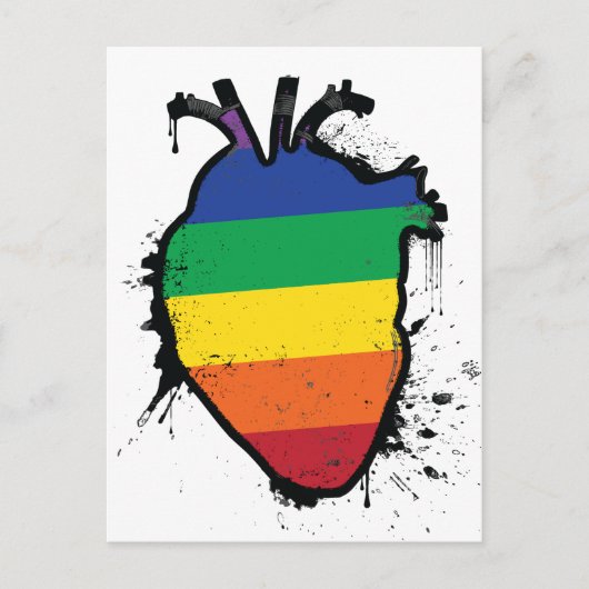 regenbooganatomisch hart briefkaart (Voorkant)