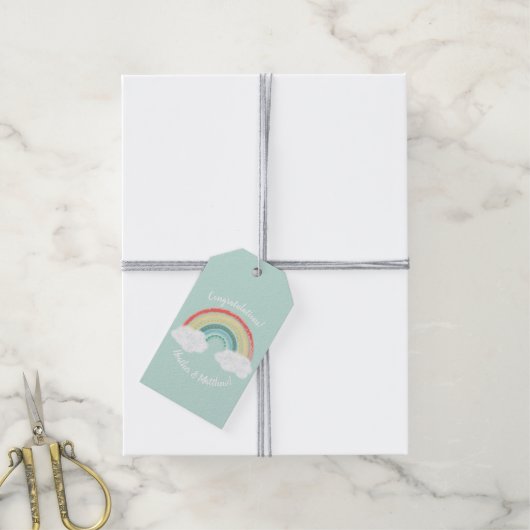 RegenboogBaby shower Cadeaulabel (Met Touw)