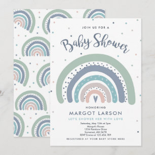 RegenboogBaby shower Nodig gedemte pasta-regenboog Kaart