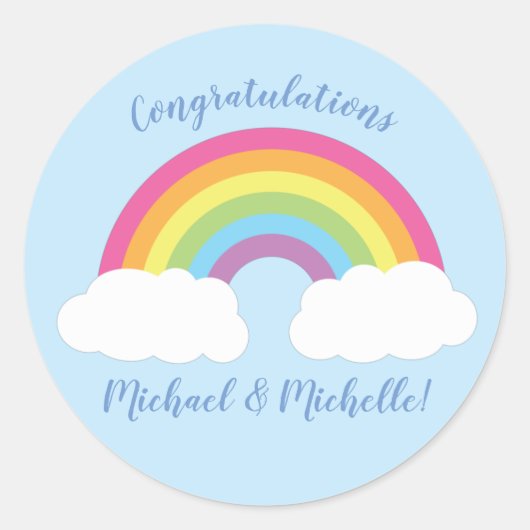 RegenboogBaby shower Ronde Sticker (Voorkant)