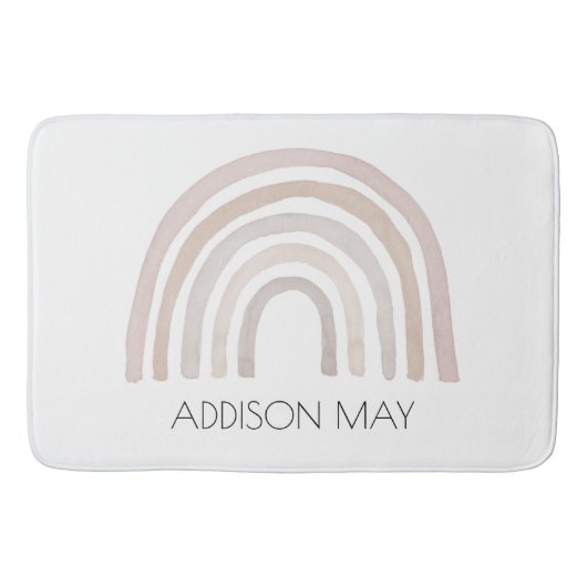 Regenboogbadmat, boho-naam badmat voor kinderen (Voorkant)