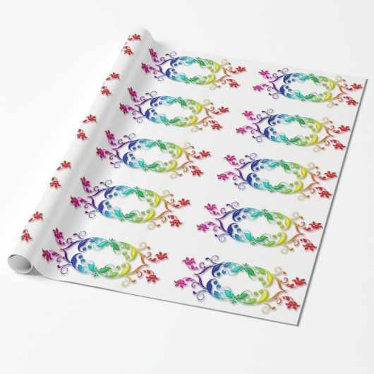 regenboogbarokelement cadeaupapier (Uitgerold)