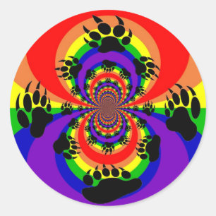 RegenboogBeer Paw Polar Inversie Ronde Sticker