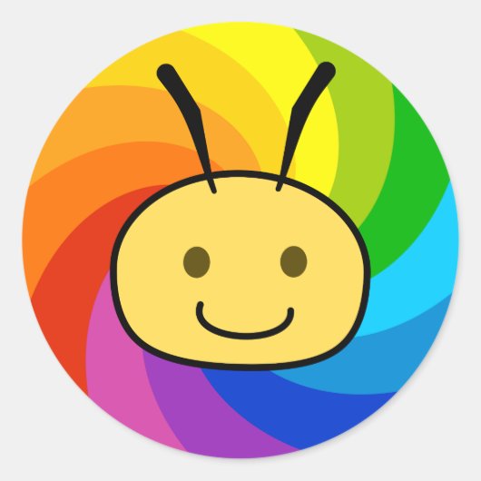 Regenboogbijen Ronde Sticker (Voorkant)