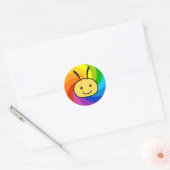 Regenboogbijen Ronde Sticker (Envelop)