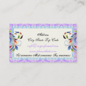 Regenboogbladrolblad Blauwe paarse damast randen Visitekaartje (Achterkant)