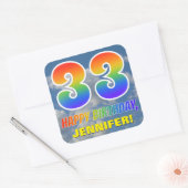 Regenboogblik "33" & "GELUKKIGE VERJAARDAG", Wolke Vierkante Sticker (Envelop)